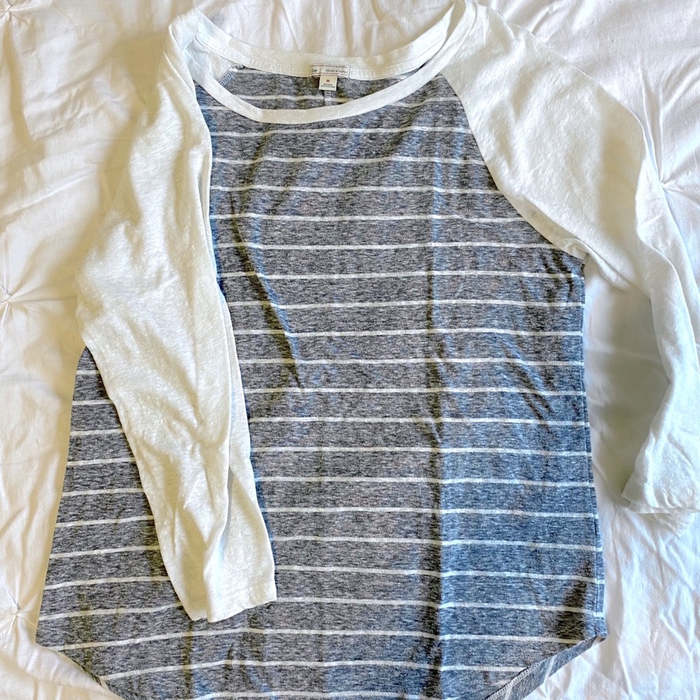 Gray Striped Baseball Tee